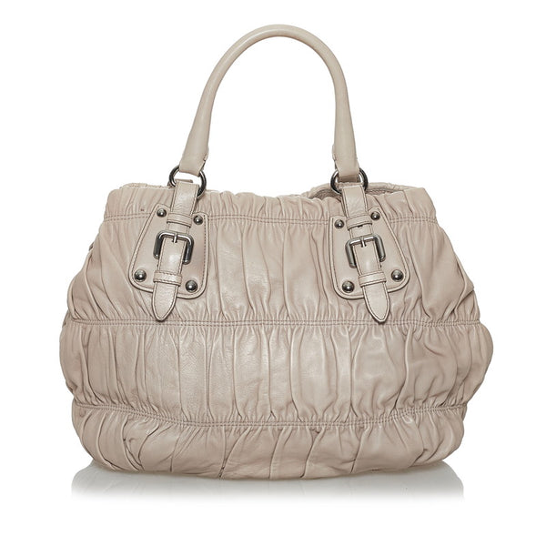 プラダ アイボリー レザー ハンドバッグ ショルダーバッグ 2WAY レディース PRADA 【中古】
