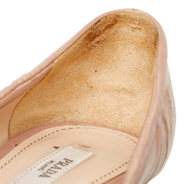 プラダ リボン パンプス ピンク レザー レディース PRADA 【中古】