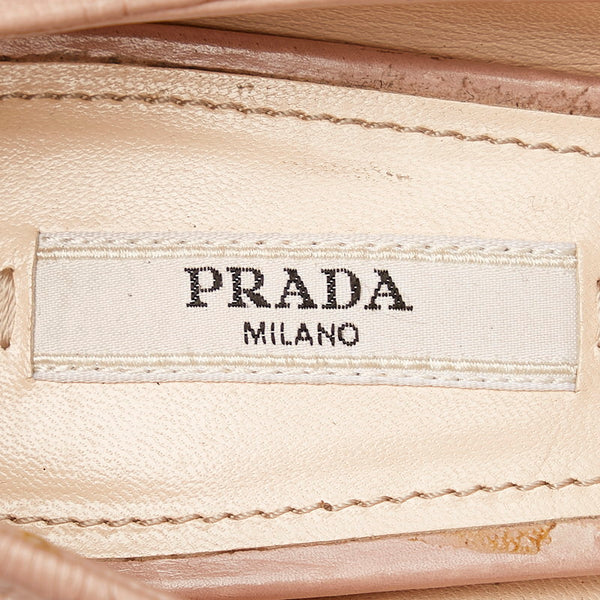 プラダ リボン パンプス ピンク レザー レディース PRADA 【中古】
