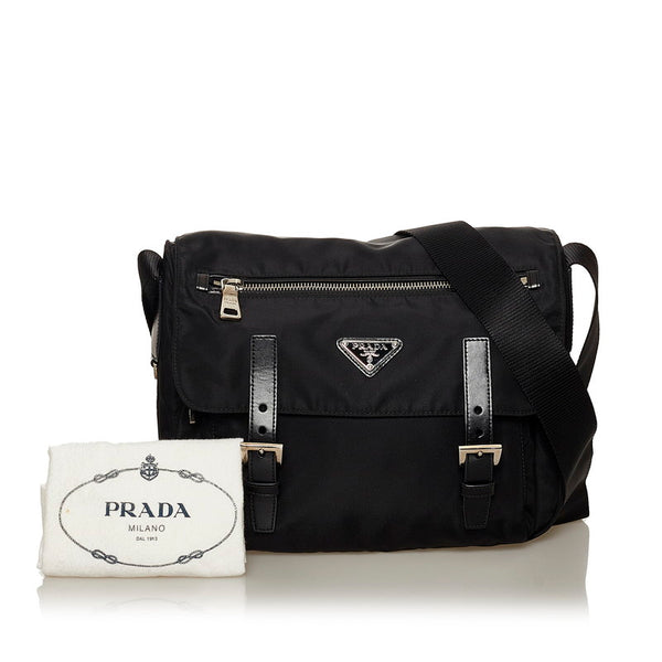 プラダ ブラック ナイロン ショルダーバッグ レディース PRADA 【中古】