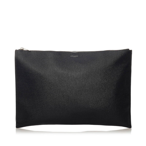 サンローラン 378261 ブラック レザー クラッチバッグ メンズ SAINT LAURENT 【中古】