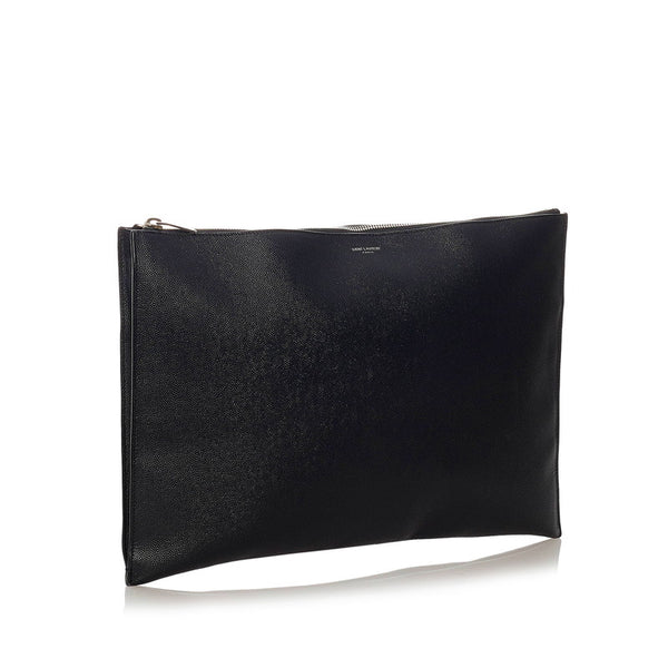 サンローラン 378261 ブラック レザー クラッチバッグ メンズ SAINT LAURENT 【中古】