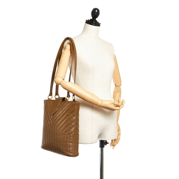 サンローラン ブラウン レザー トートバッグ レディース SAINT LAURENT 【中古】