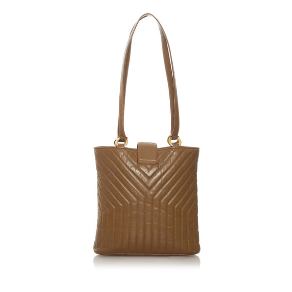 サンローラン ブラウン レザー トートバッグ レディース SAINT LAURENT 【中古】