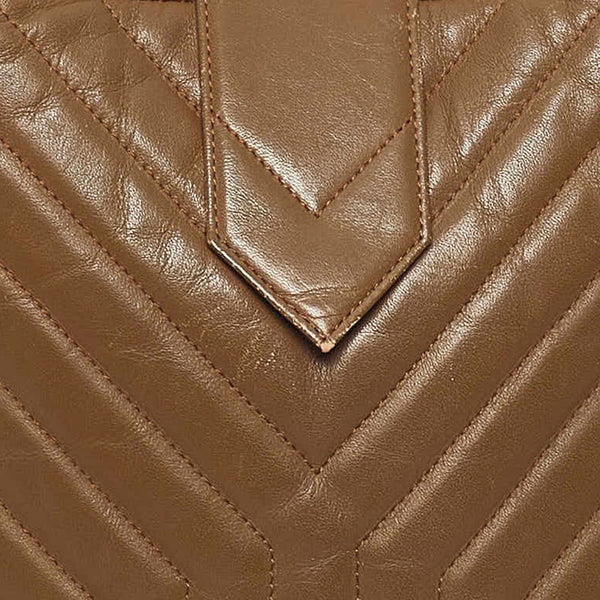 サンローラン ブラウン レザー トートバッグ レディース SAINT LAURENT 【中古】