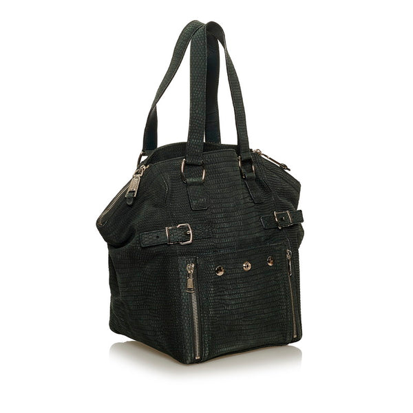 サンローラン ダウンタウン　 トートバッグ グリーン 型押しレザー レディース SAINT LAURENT 【中古】