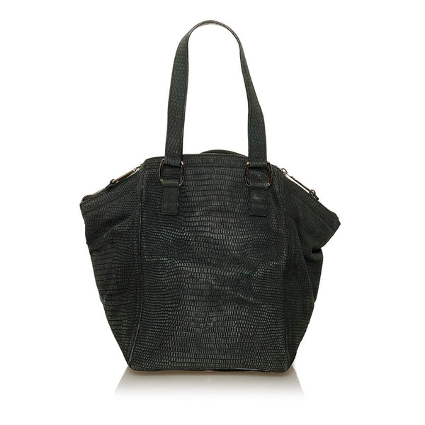 サンローラン ダウンタウン　 トートバッグ グリーン 型押しレザー レディース SAINT LAURENT 【中古】