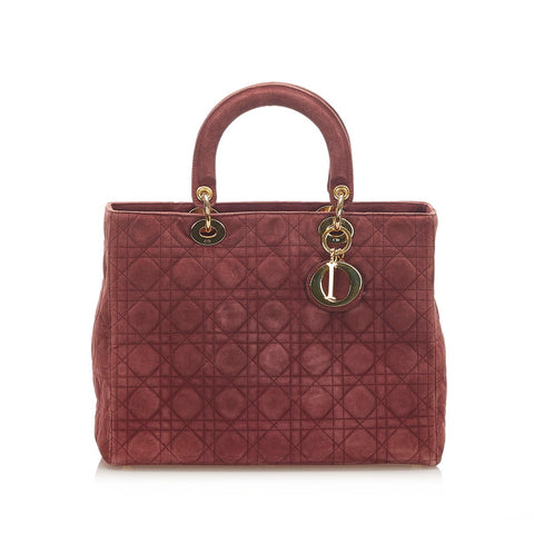 クリスチャンディオール レディディオール ワインレッド スウェード ハンドバッグ レディース Christian Dior 中古