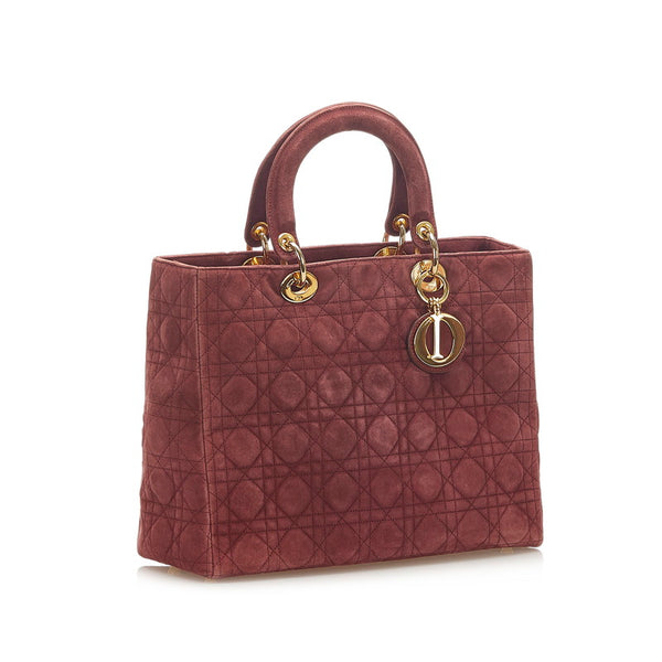 クリスチャンディオール レディディオール ワインレッド スウェード ハンドバッグ レディース Christian Dior 中古