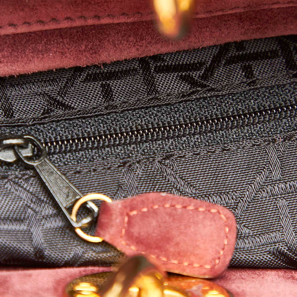 クリスチャンディオール レディディオール ワインレッド スウェード ハンドバッグ レディース Christian Dior 中古