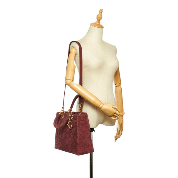 クリスチャンディオール レディディオール ワインレッド スウェード ハンドバッグ レディース Christian Dior 中古