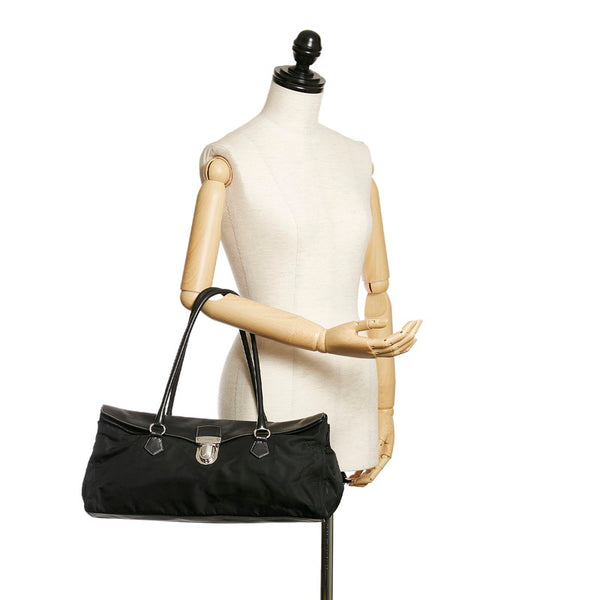 プラダ ポコノ BR1322 ブラック ナイロン レザー トートバッグ レディース PRADA 【中古】