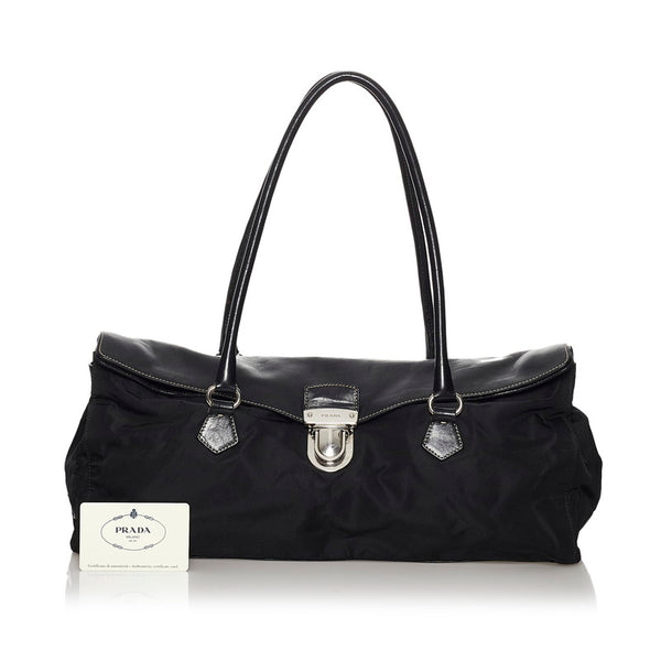 プラダ ポコノ BR1322 ブラック ナイロン レザー トートバッグ レディース PRADA 【中古】