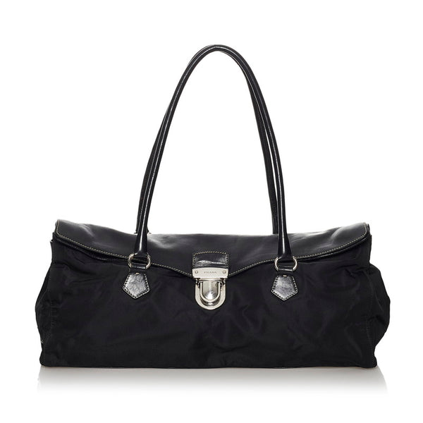 プラダ ポコノ BR1322 ブラック ナイロン レザー トートバッグ レディース PRADA 【中古】