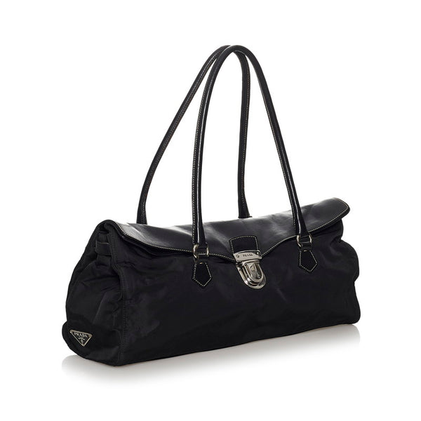 プラダ ポコノ BR1322 ブラック ナイロン レザー トートバッグ レディース PRADA 【中古】