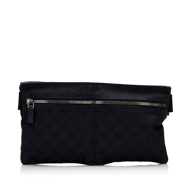 グッチ GGキャンバス ボディバッグ ウエストバッグ ショルダーバッグ 28566 ブラック キャンバス レザー メンズ GUCCI 【中古】