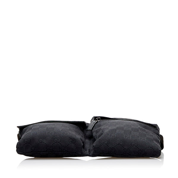 グッチ GGキャンバス ボディバッグ ウエストバッグ ショルダーバッグ 28566 ブラック キャンバス レザー メンズ GUCCI 【中古】