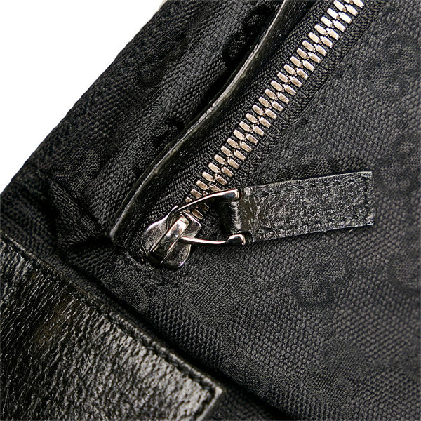 グッチ GGキャンバス ボディバッグ ウエストバッグ ショルダーバッグ 28566 ブラック キャンバス レザー メンズ GUCCI 【中古】