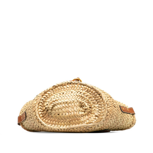 クロエ マーシー スモール 斜め掛け ショルダーバッグ バケットバッグ ベージュ ブラウン ラフィア レザー レディース Chloe 【中古】