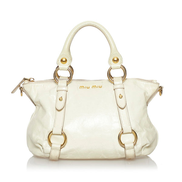 ミュウミュウ ハンドバッグ ショルダーバッグ 2WAY クリーム ホワイト レザー レディース MIUMIU 【中古】