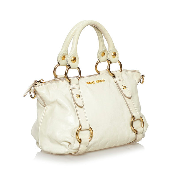ミュウミュウ ハンドバッグ ショルダーバッグ 2WAY クリーム ホワイト レザー レディース MIUMIU 【中古】