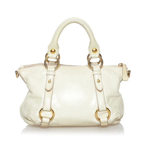 ミュウミュウ ハンドバッグ ショルダーバッグ 2WAY クリーム ホワイト レザー レディース MIUMIU 【中古】