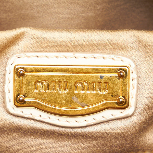 ミュウミュウ ハンドバッグ ショルダーバッグ 2WAY クリーム ホワイト レザー レディース MIUMIU 【中古】