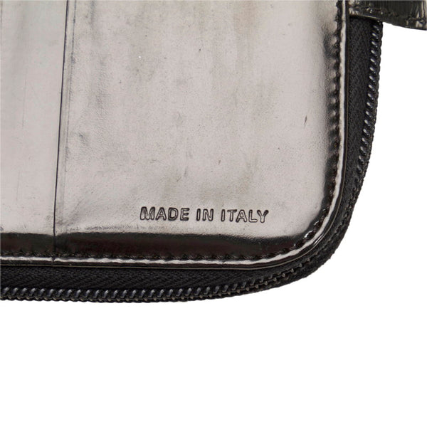 プラダ ラウンドファスナー ブラック エナメル レディース PRADA 【中古】