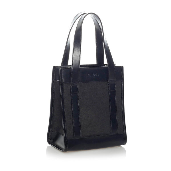 グッチ ハンドバッグ 91386 ブラック キャンバス レザー レディース GUCCI 【中古】