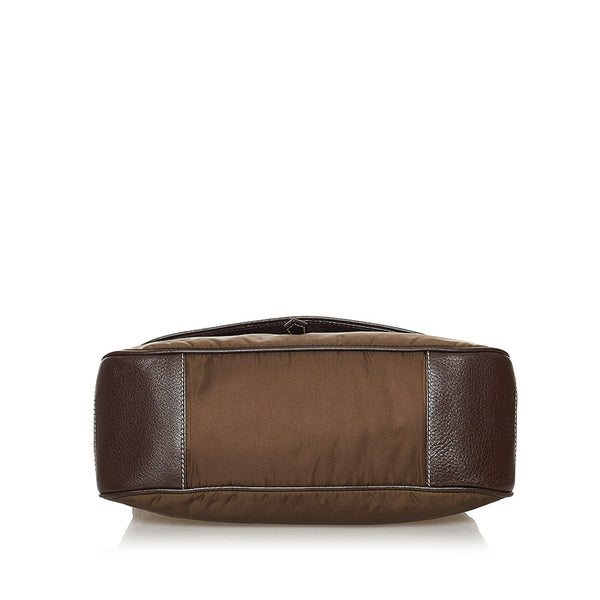 プラダ カーキ ナイロン レザー ショルダーバッグ レディース PRADA 【中古】
