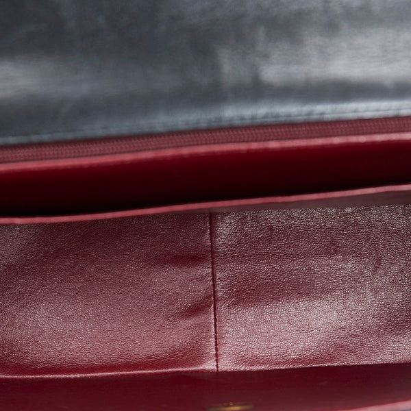 シャネル デカマトラッセ シングルフラップ ゴールド金具 ダブルチェーン ショルダーバッグ  ブラック ラムスキン レディース CHANEL 【中古】