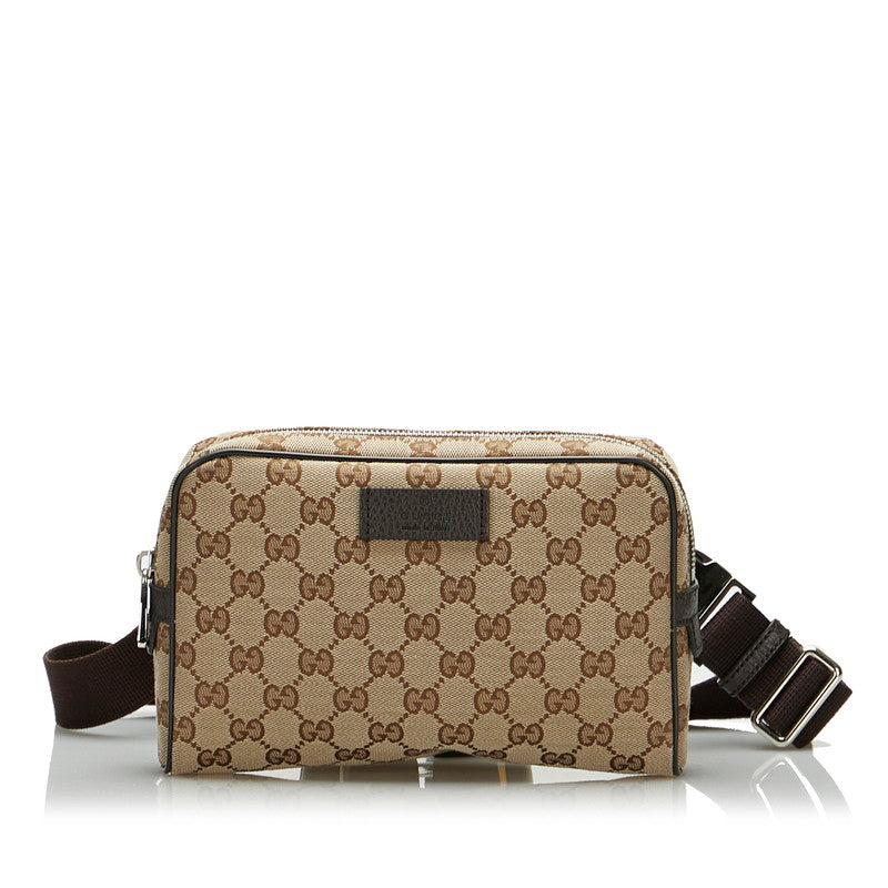 グッチ GGキャンバス ボディバッグ ウエストバッグ 449174 ベージュ キャンバス レザー レディース GUCCI 【中古】