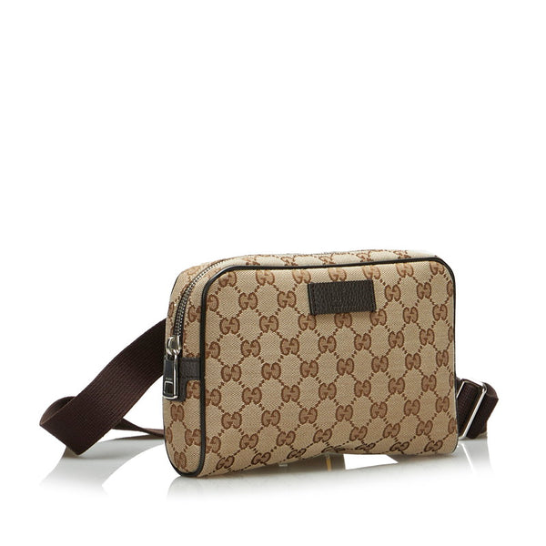 グッチ GGキャンバス ボディバッグ ウエストバッグ 449174 ベージュ キャンバス レザー レディース GUCCI 【中古】