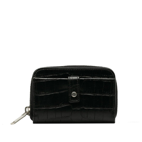 サンローラン クロコ型押し コインケース 小銭入れ ブラック レザー レディース SAINT LAURENT 【中古】