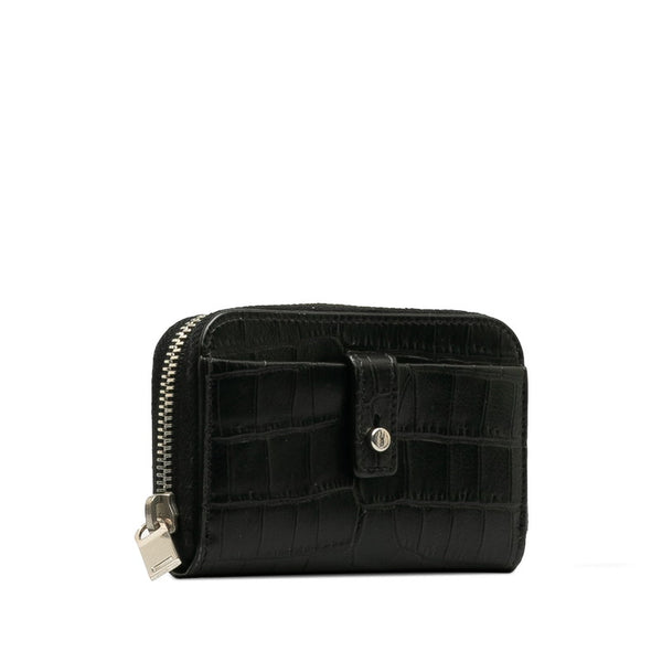 サンローラン クロコ型押し コインケース 小銭入れ ブラック レザー レディース SAINT LAURENT 【中古】