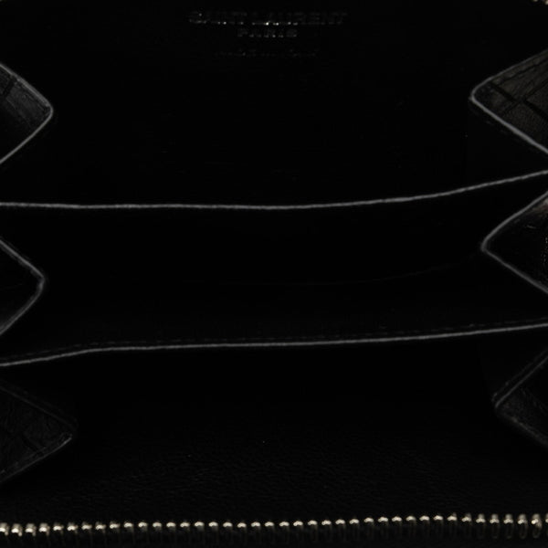 サンローラン クロコ型押し コインケース 小銭入れ ブラック レザー レディース SAINT LAURENT 【中古】