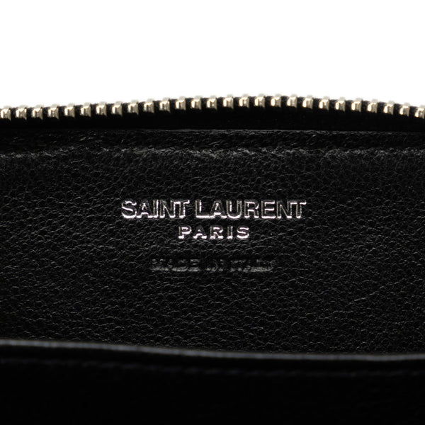 サンローラン クロコ型押し コインケース 小銭入れ ブラック レザー レディース SAINT LAURENT 【中古】