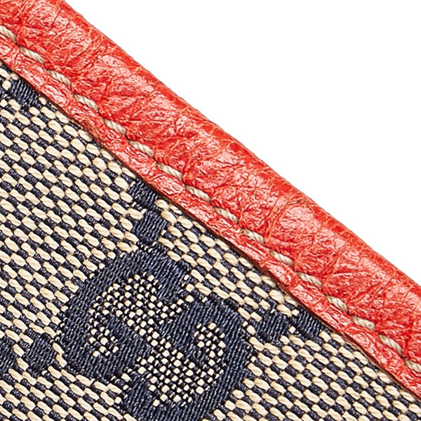 グッチ GGキャンバス シェリー 斜め掛け ショルダーバッグ 144388 ベージュ ネイビー レッド キャンバス レザー レディース GUCCI 【中古】