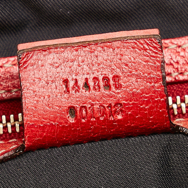 グッチ GGキャンバス シェリー 斜め掛け ショルダーバッグ 144388 ベージュ ネイビー レッド キャンバス レザー レディース GUCCI 【中古】