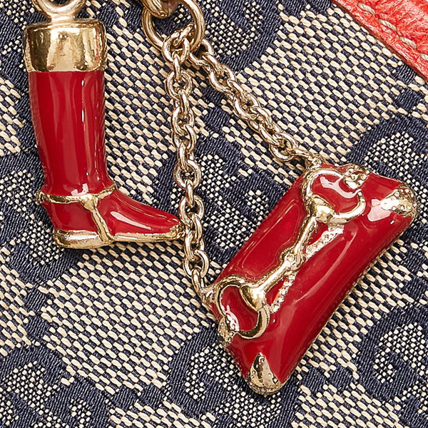 グッチ GGキャンバス シェリー 斜め掛け ショルダーバッグ 144388 ベージュ ネイビー レッド キャンバス レザー レディース GUCCI 【中古】