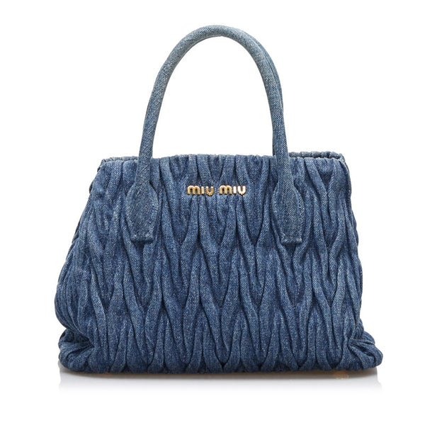 ミュウミュウ マテラッセ ハンドバッグ ショルダーバッグ 2WAY RN1069 ブルー デニム レディース MIUMIU 【中古】