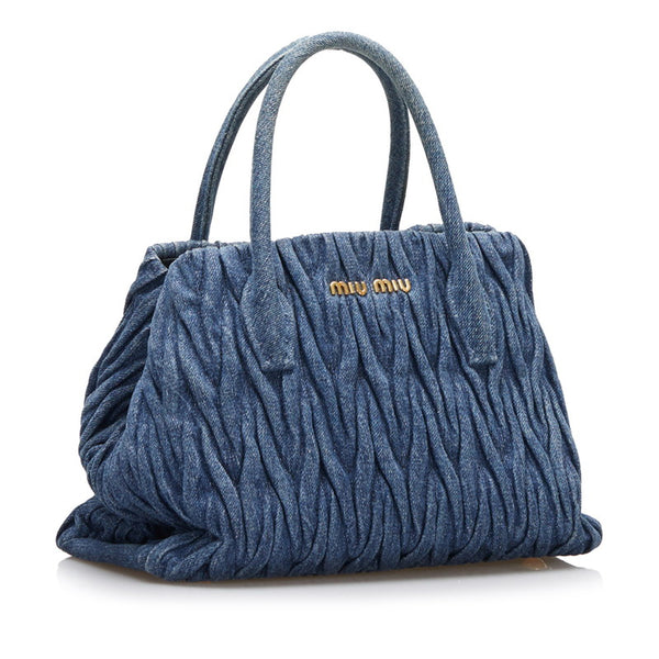ミュウミュウ マテラッセ ハンドバッグ ショルダーバッグ 2WAY RN1069 ブルー デニム レディース MIUMIU 【中古】