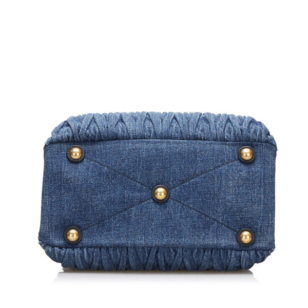 ミュウミュウ マテラッセ ハンドバッグ ショルダーバッグ 2WAY RN1069 ブルー デニム レディース MIUMIU 【中古】