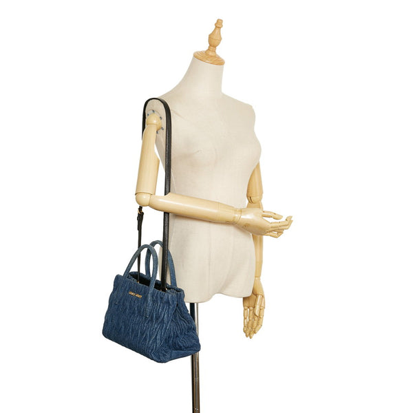 ミュウミュウ マテラッセ ハンドバッグ ショルダーバッグ 2WAY RN1069 ブルー デニム レディース MIUMIU 【中古】