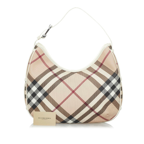 バーバリー ハウスチェック ベージュ PVC レザー ワンショルダー レディース BURBERRY 【中古】