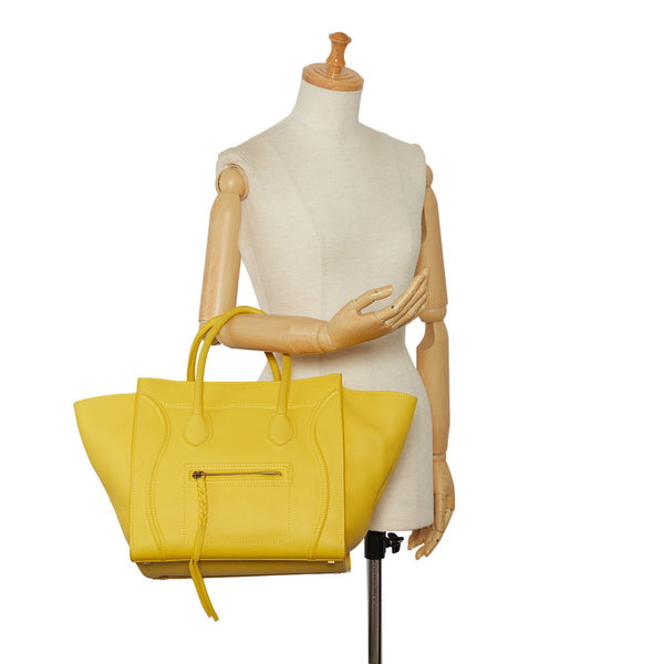 セリーヌ ラゲージ ファントム ゴールド金具 ハンドバッグ シトロン イエロー レザー レディース CELINE 【中古】