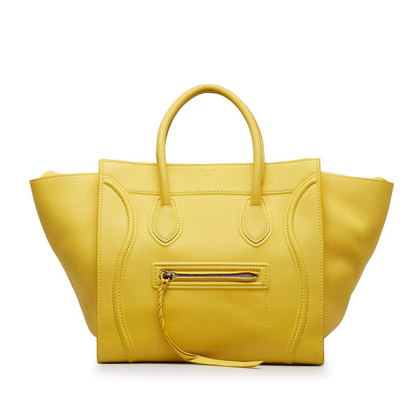 セリーヌ ラゲージ ファントム ゴールド金具 ハンドバッグ シトロン イエロー レザー レディース CELINE 【中古】