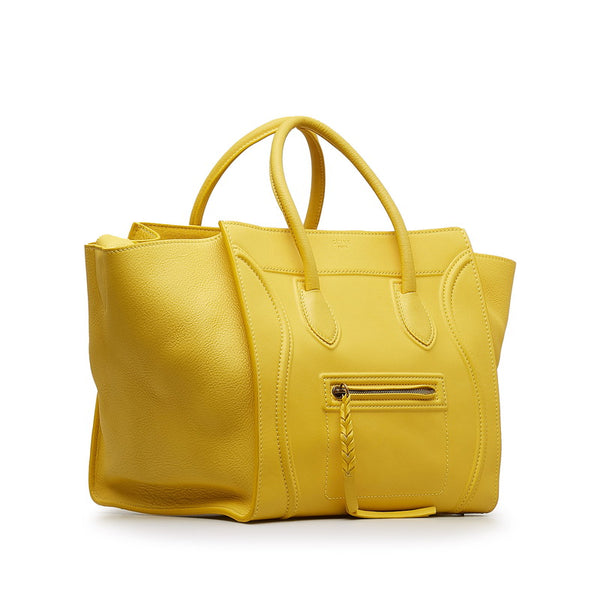 セリーヌ ラゲージ ファントム ゴールド金具 ハンドバッグ シトロン イエロー レザー レディース CELINE 【中古】