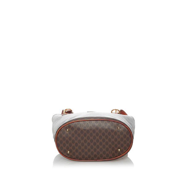セリーヌ マカダム ブラウン PVC レザー トートバッグ レディース CELINE 【中古】