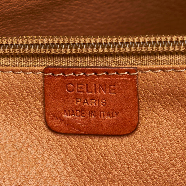 セリーヌ マカダム ブラウン PVC レザー トートバッグ レディース CELINE 【中古】